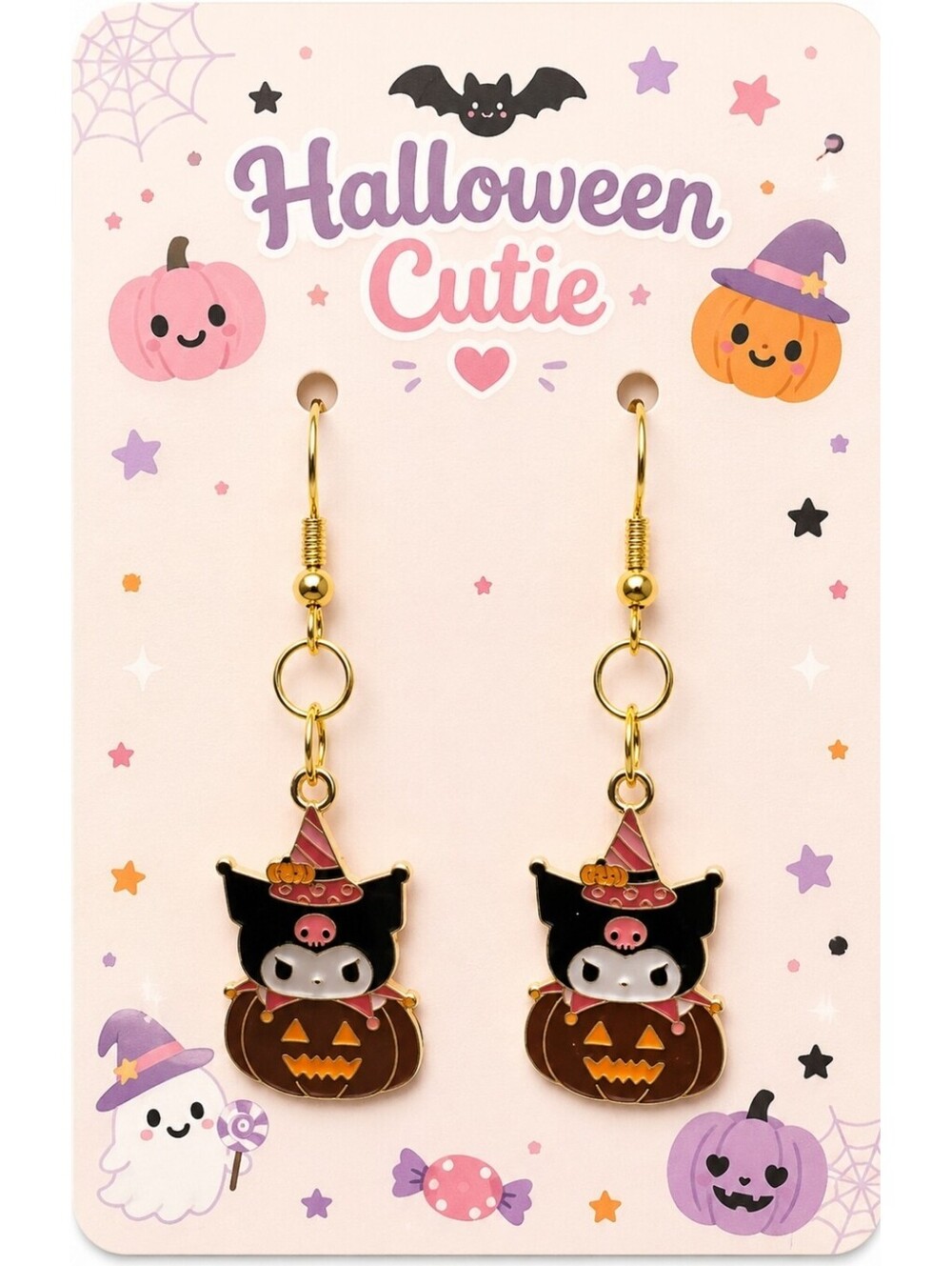 Hello Kitty Kuromi Kawaii Halloween Pumpkin Hypoallergenic Earrings